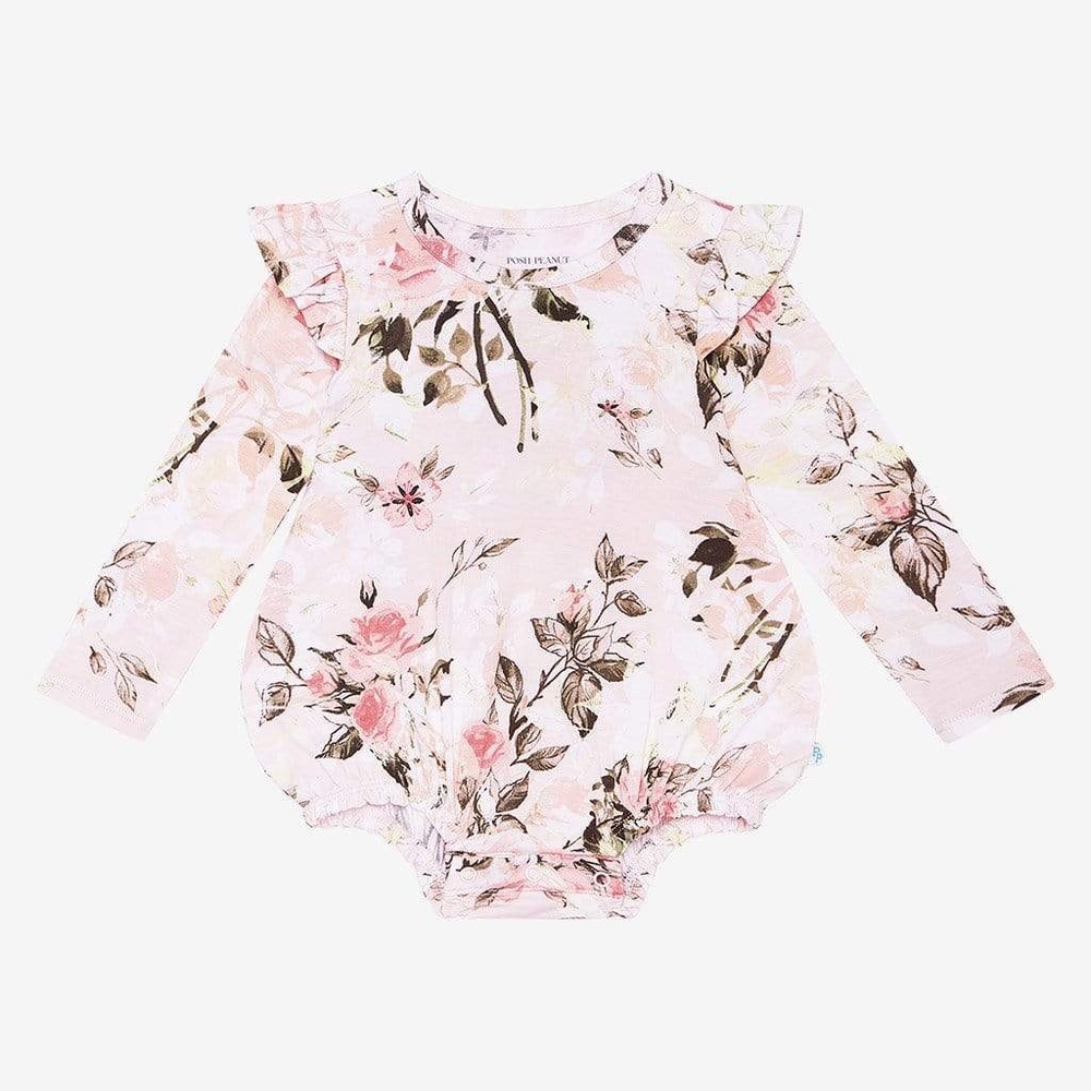 Posh Peanut Vintage Rose Long Sleeve Ruffle Bubble Romper 2t nwt 2 year
